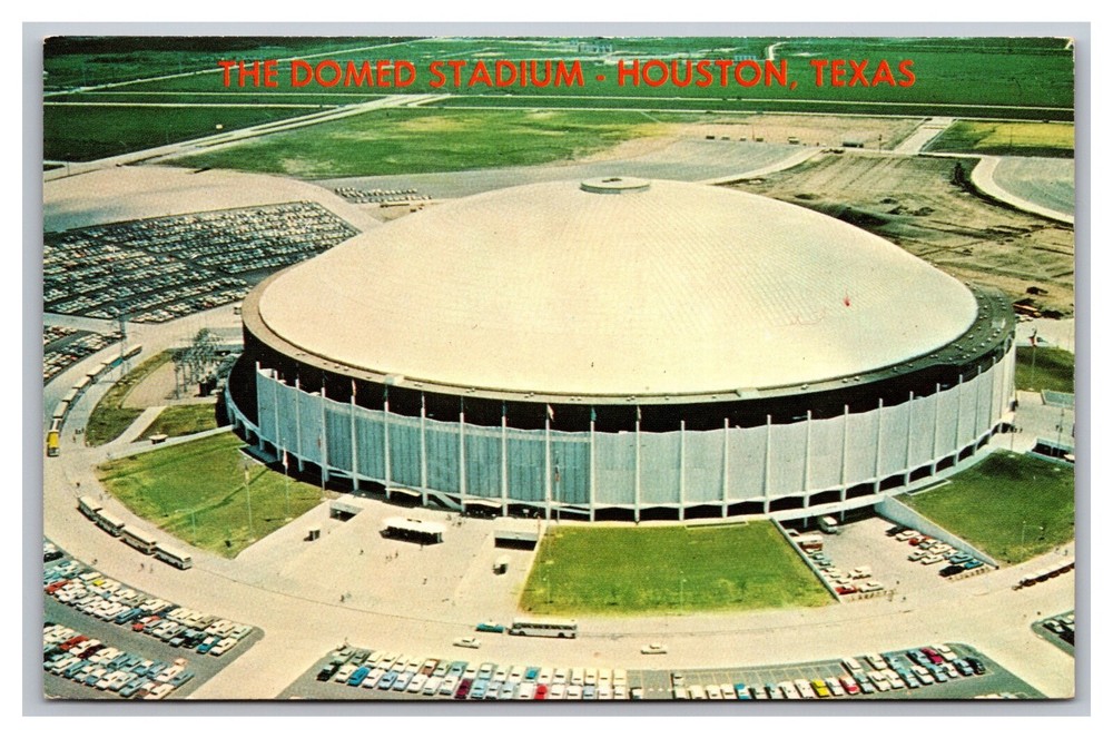 Houston TX The Domed Stadium Aerial View AP-6520 Astrodome Chrome Postcard