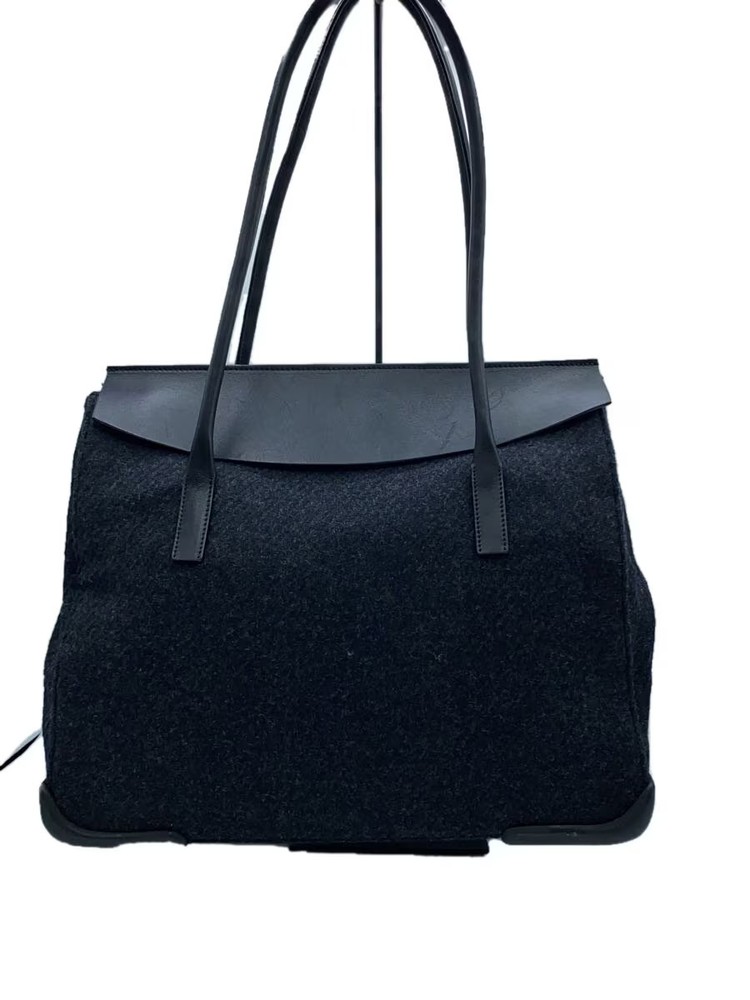 PRADA Wool Leather Tote Bag in Navy Black Imported from Japan