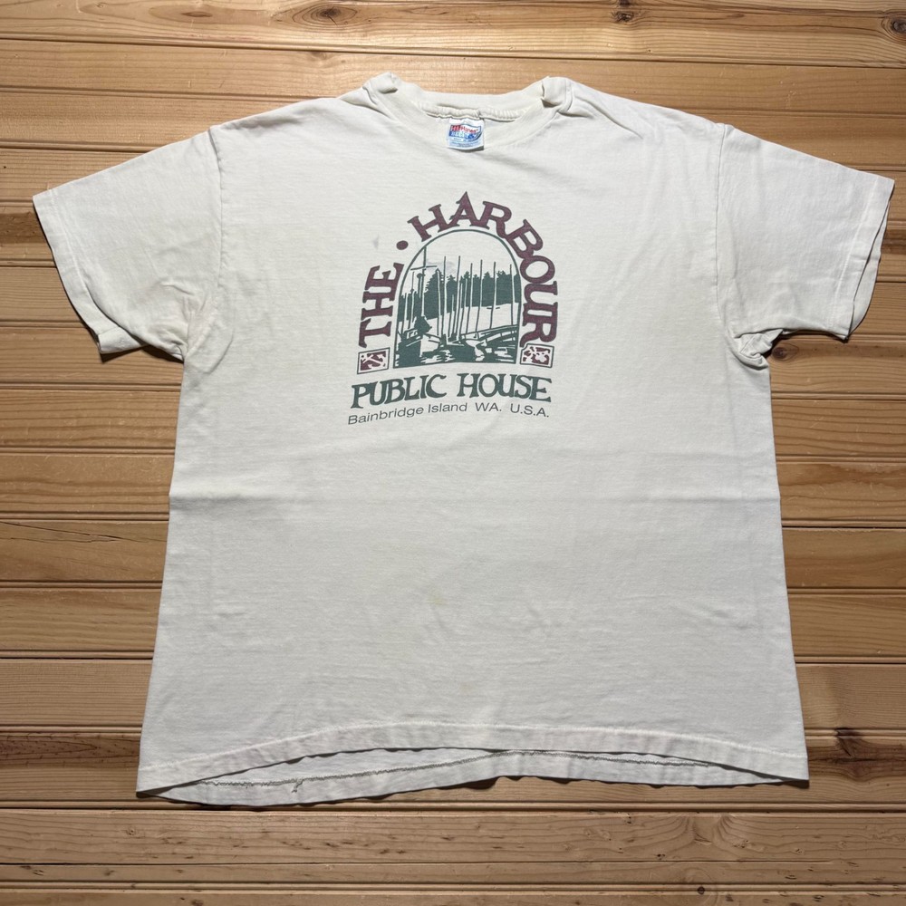 Vintage 90s The Harbour Public House Bainbridge Island WA Souvenir Shirt USA XL