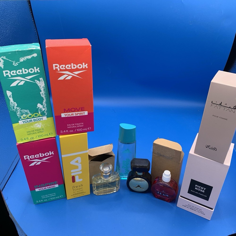 Perfume LOT OF 10 Fila, Adidas, Reebok, Kim K And More