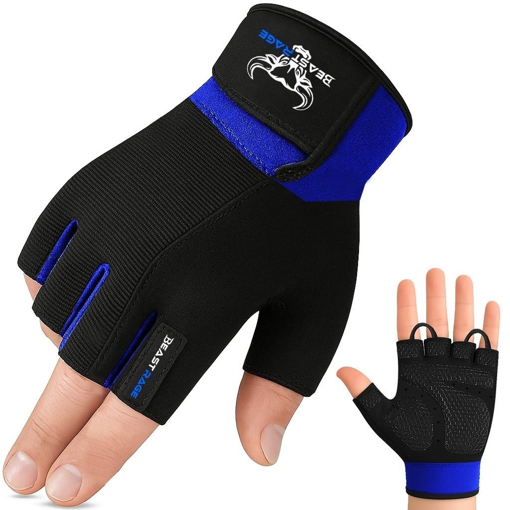 BEAST RAGE Gym Gloves for Men  Women, XL, Anti-Slip Weight Lifting