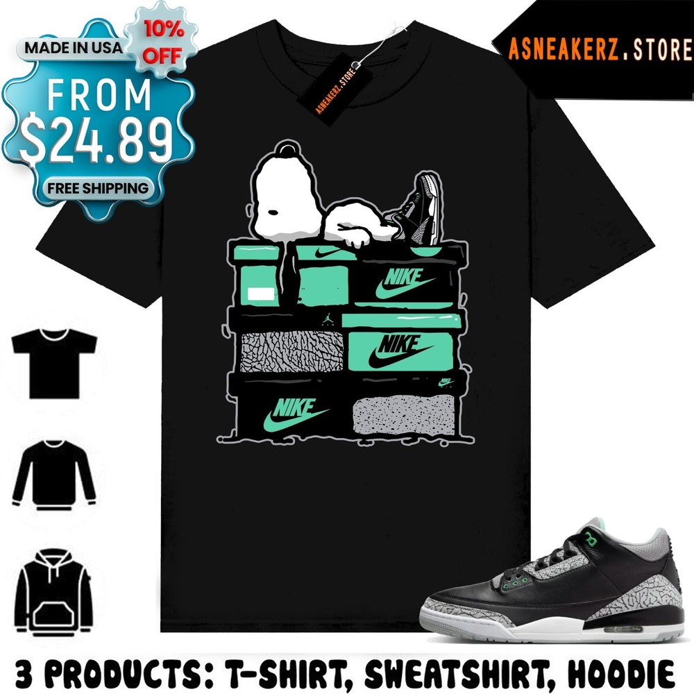 Shirt To Match Jordan 3 Green Glow Sneaker Matching Tee Sneakerhead S Dog
