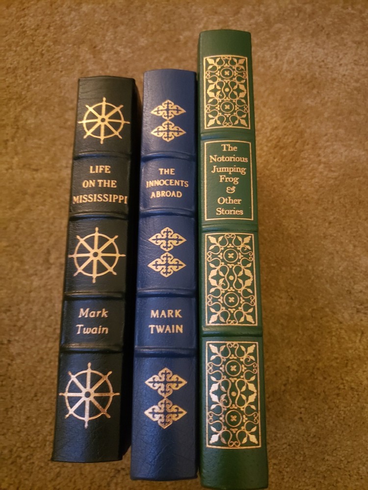 Easton Press Mark Twain Lot Of 3 Gold leaf Leather Classical Works Staging Books