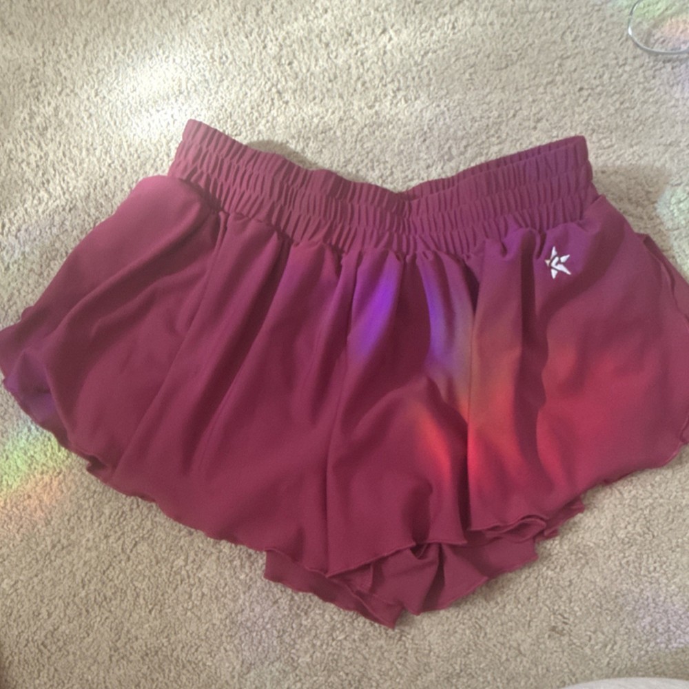 Rebel Athletic Women's Dark Pink Activewear Shorts Polyester Elastic Waist