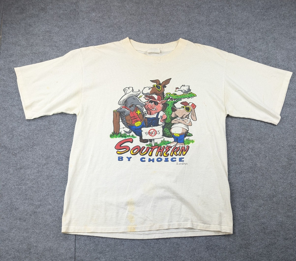 Vintage Shirt Mens XXL Southern By Choice Novelty USA Graphic Art 90s Wild Share
