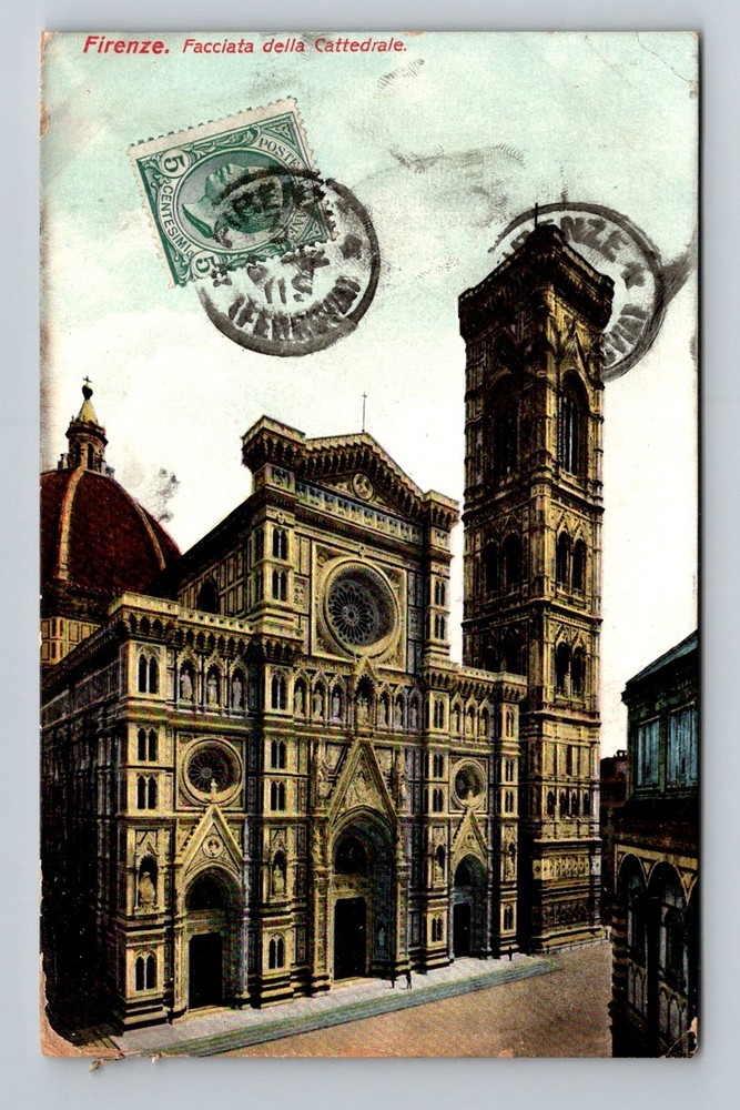 Italy- Florence Cathedral Exterior Souvenir PC Old Postal View Vintage Postcard