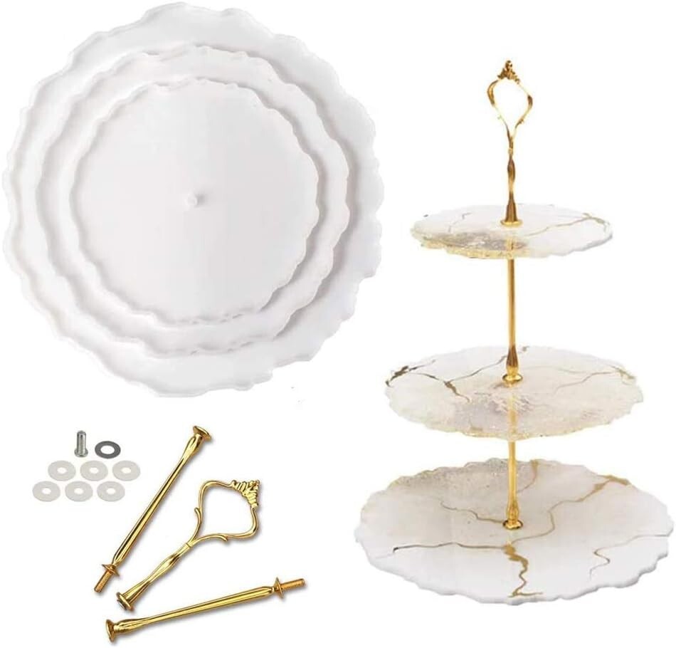 3-Tier Thick Resin Cake Stand Mold for Tiered Trays  