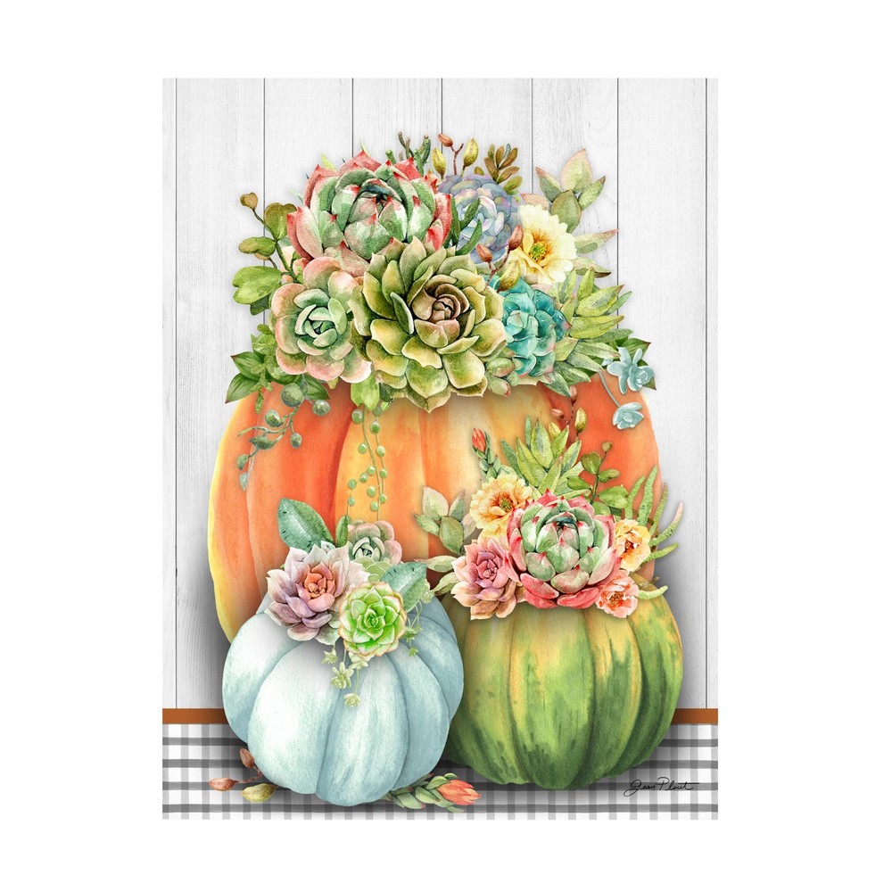 Canvas Wall Art - Jean Plout 'Pumpkins With Succulents A' Wall Art for Living...