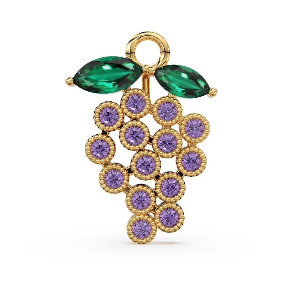 Amethyst Emerald Grape Pendant 14k 18k Solid Gold Charm Minimalist Jewelry