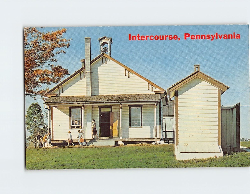 Postcard Amish One Room Country Schoolhouse Intercourse Pennsylvania USA