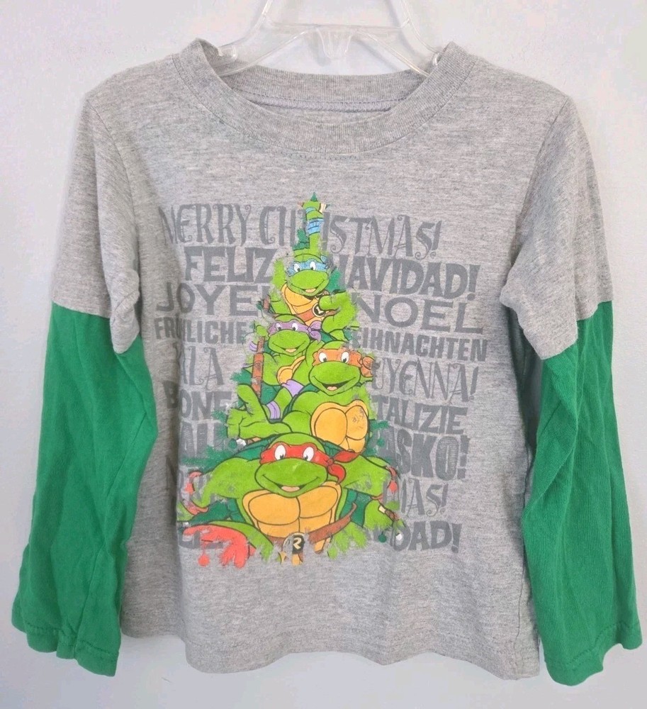 Teenage Mutant Ninja Turtles Christmas Shirt 4T Boys TMNT Holiday Long Sleeve...
