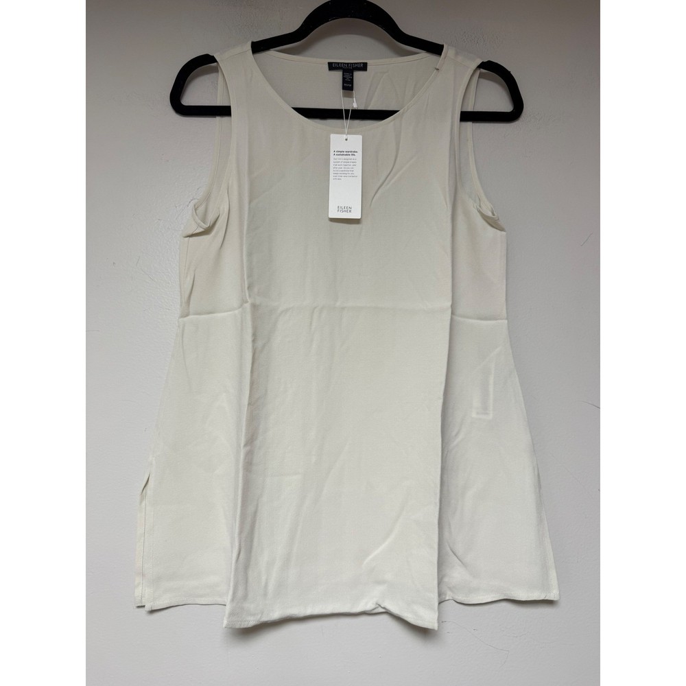 EILEEN FISHER PETITE Bone Silk Sleeveless Tunic Top PP PTP New With Tags