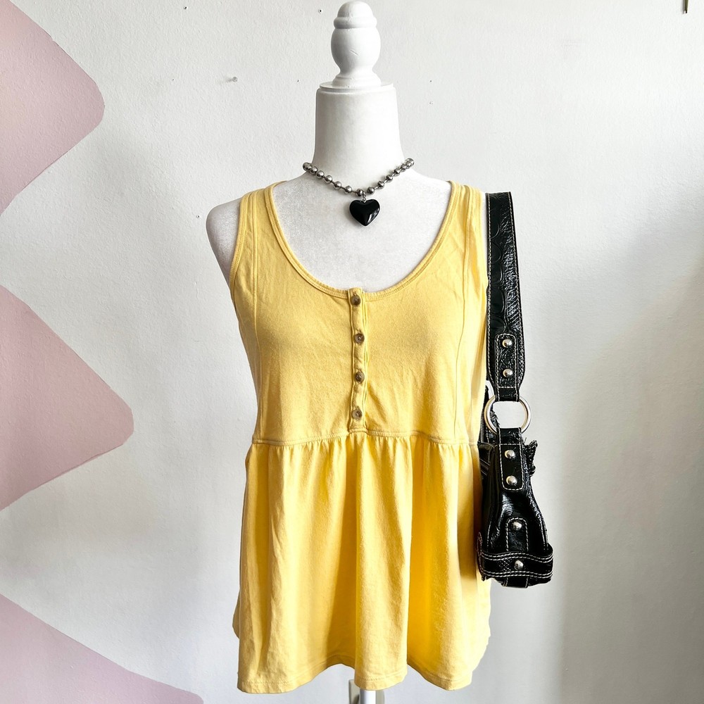 Yellow Babydoll Top Y2K Soft Girl Cottagecore Indie Medium