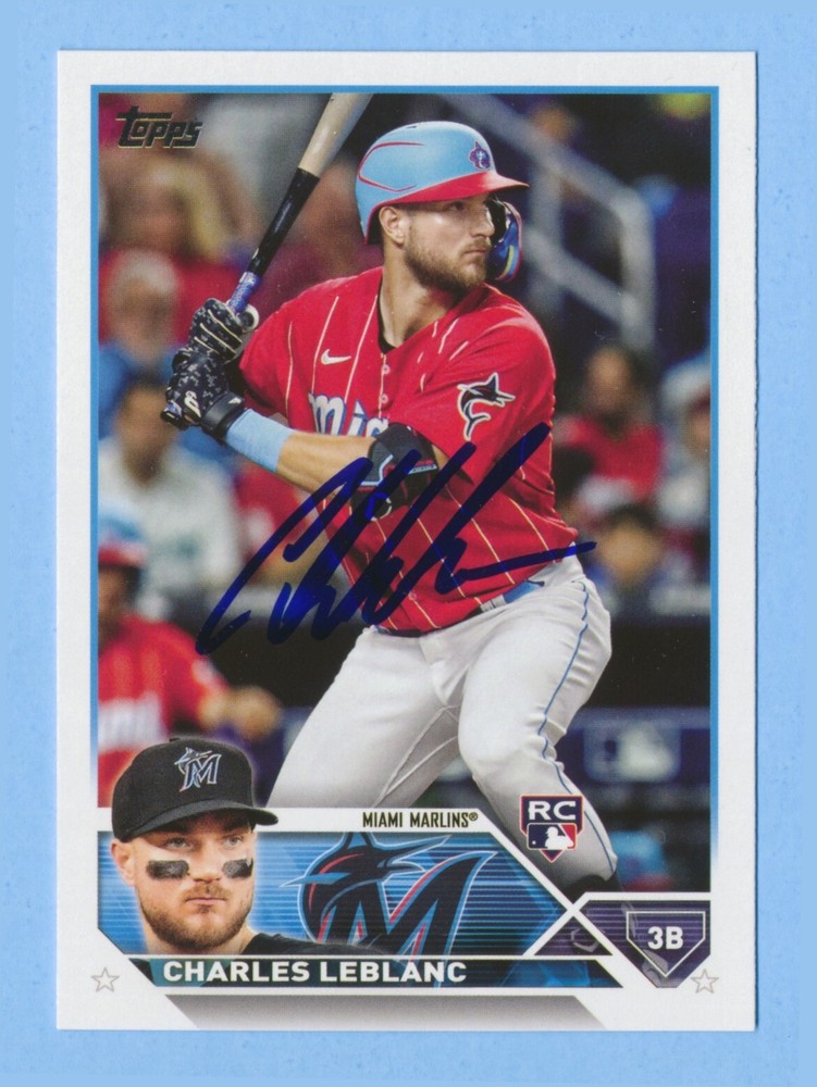 CHARLES LEBLANC 2023 Topps RC #446 Autographed Marlins Card with COA