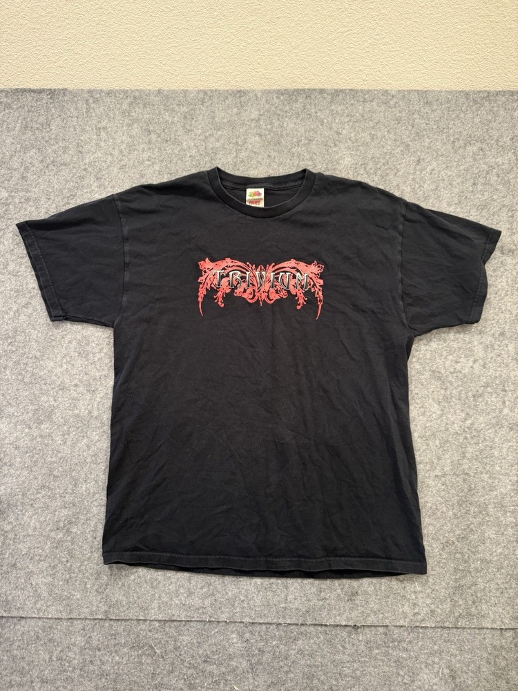 Vintage Y2K Trivium Cyber Tribal Band T Shirt Size XL Black