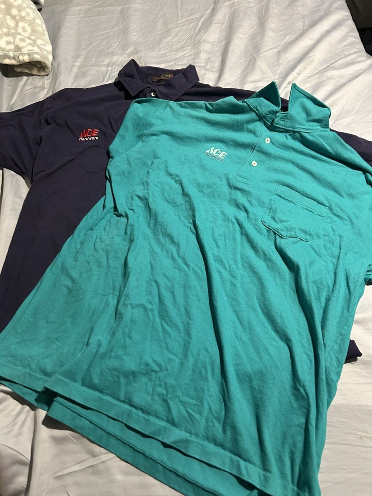 SET OF 2 Ace Hardware Work Polos 90s 100% Cotton Great Condition