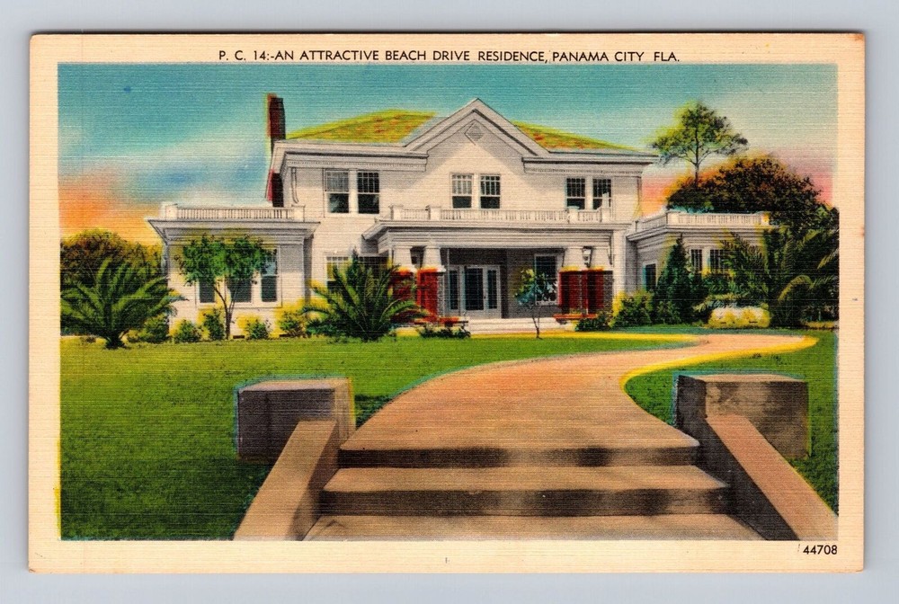 Panama City FL-Florida, Attractive Beach Drive Residence, Vintage Postcard