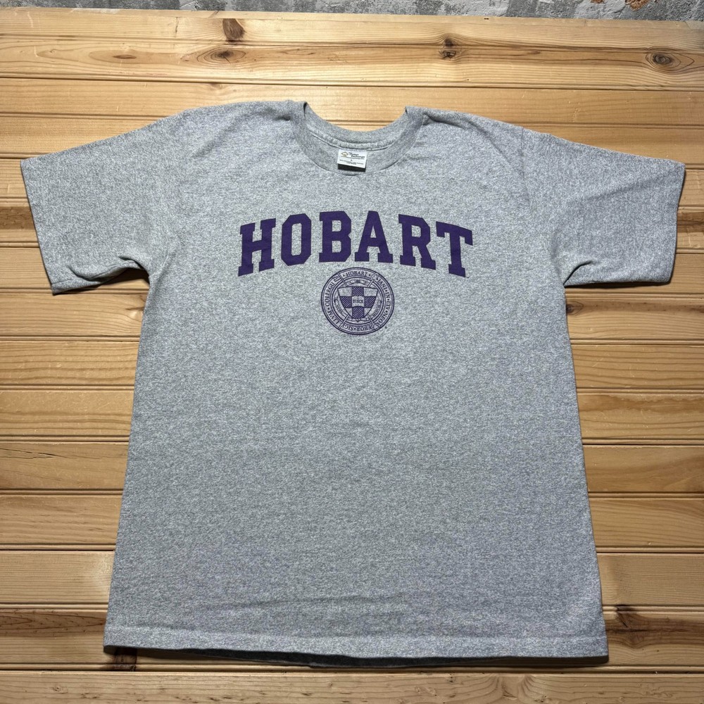 Vintage 90s Hobart College Single Stitch Graphic Heather T-Shirt USA Made Large
