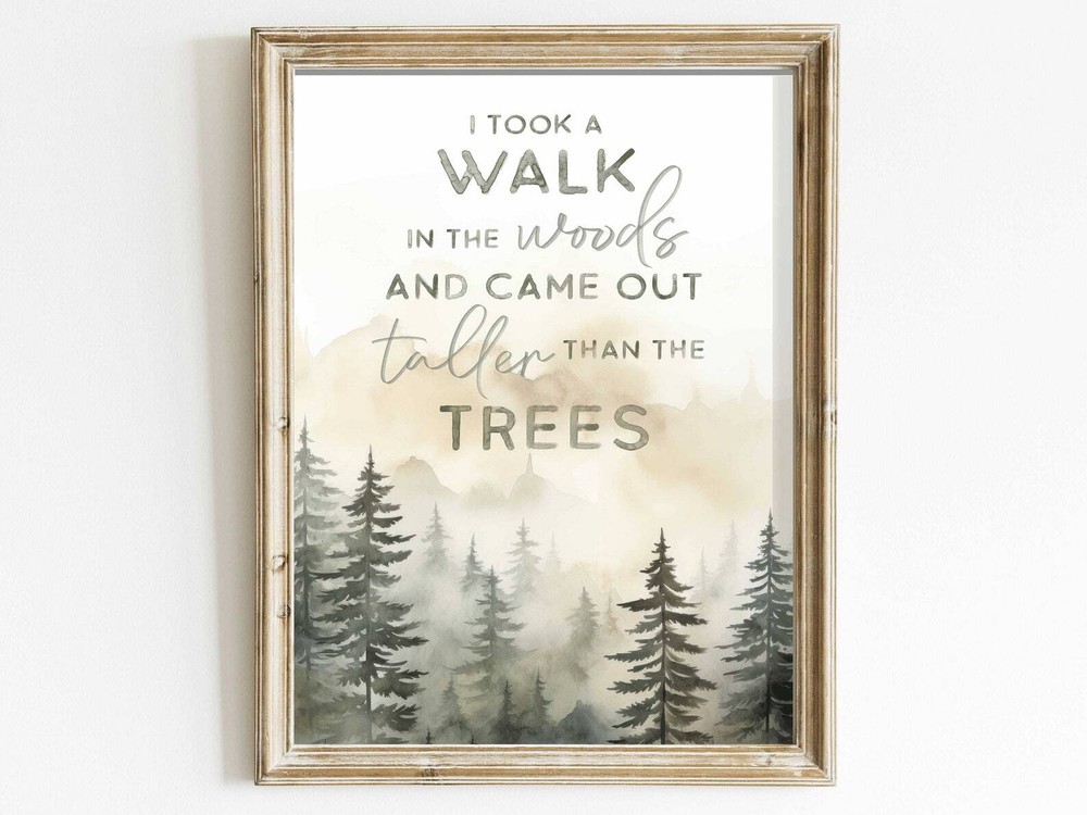 Forest Quote Wall Art Vintage Style Inspirational Dcor Custom Sizes Unmissable