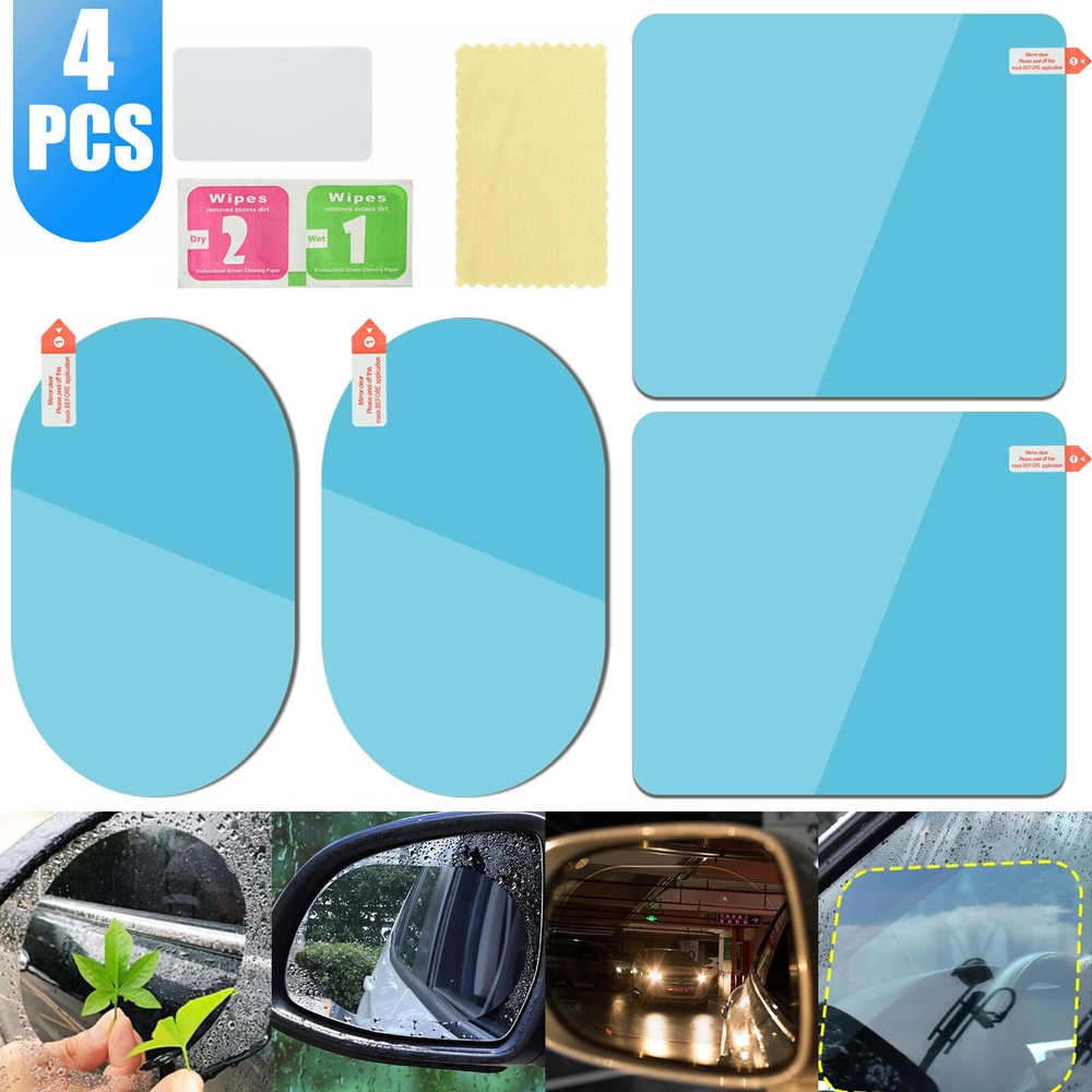 4PCS Rainproof Car Rearview Mirror Sticker Anti-fog Protective Film Rain Shield