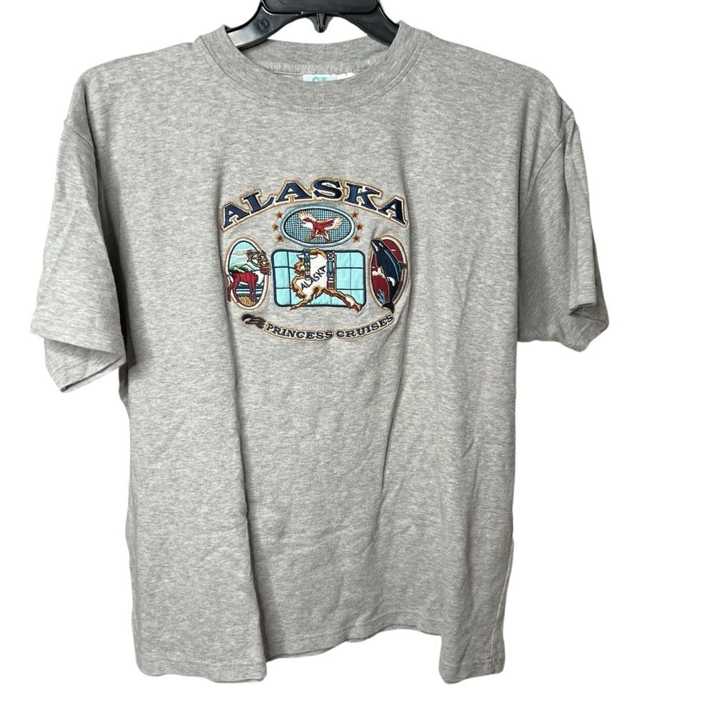 Princess Cruises Alaska T-Shirt Men's XL Short Sleeve  Embroidered Logo Gray
