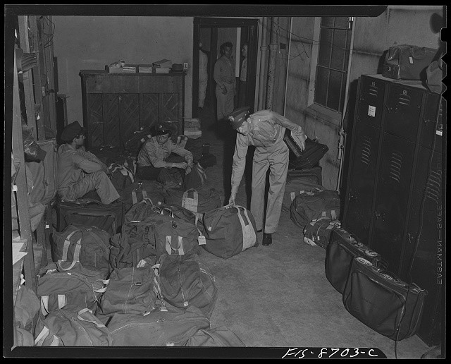 Photo:Military Barracks Luggage Inspection 1930s 1940s Soldiers Interior