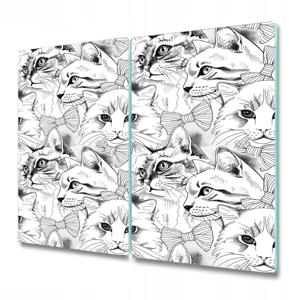 Glass Induction Ceramic Hob Cover Elegant Cats Animals Domestic Pet 2x30x52