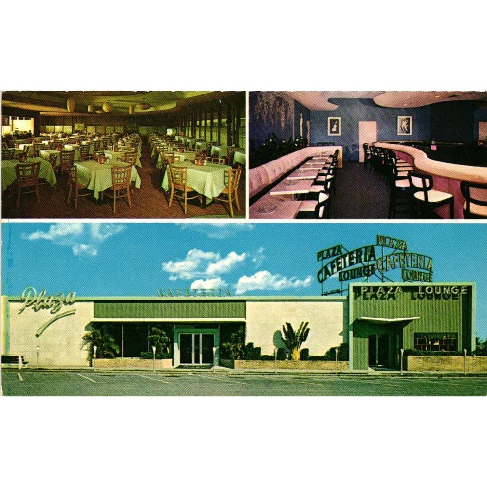 Vintage St Clairs Plaza Cafeteria Cocktail Lounge Pompano Beach Florida Postcard