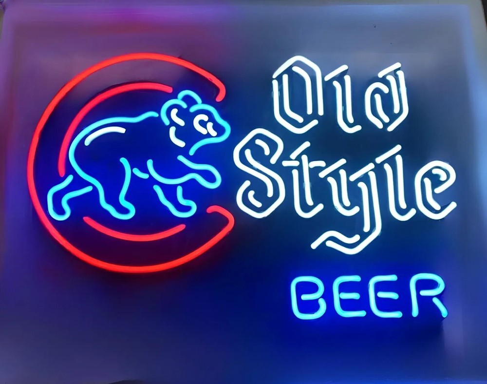 Chicago Cubs Old Style Beer 24x20 LED Neon Bar Light for Garage or Pub