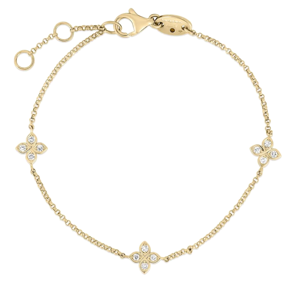 Roberto Coin Verona Love by the Inch 18K Yellow Gold Diamond Station Bracelet
