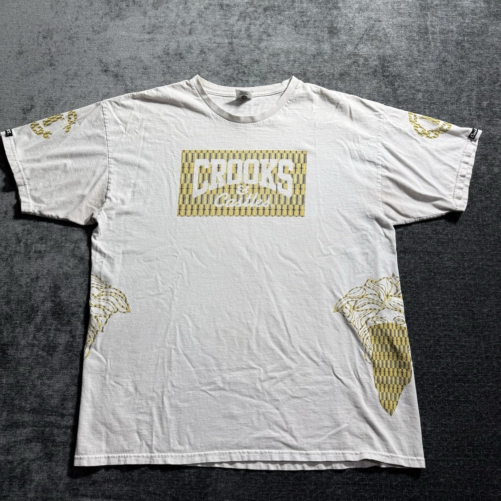 Crooks and Castles T Shirt Men’s Size X-Large White Streetwear Short Sleeve