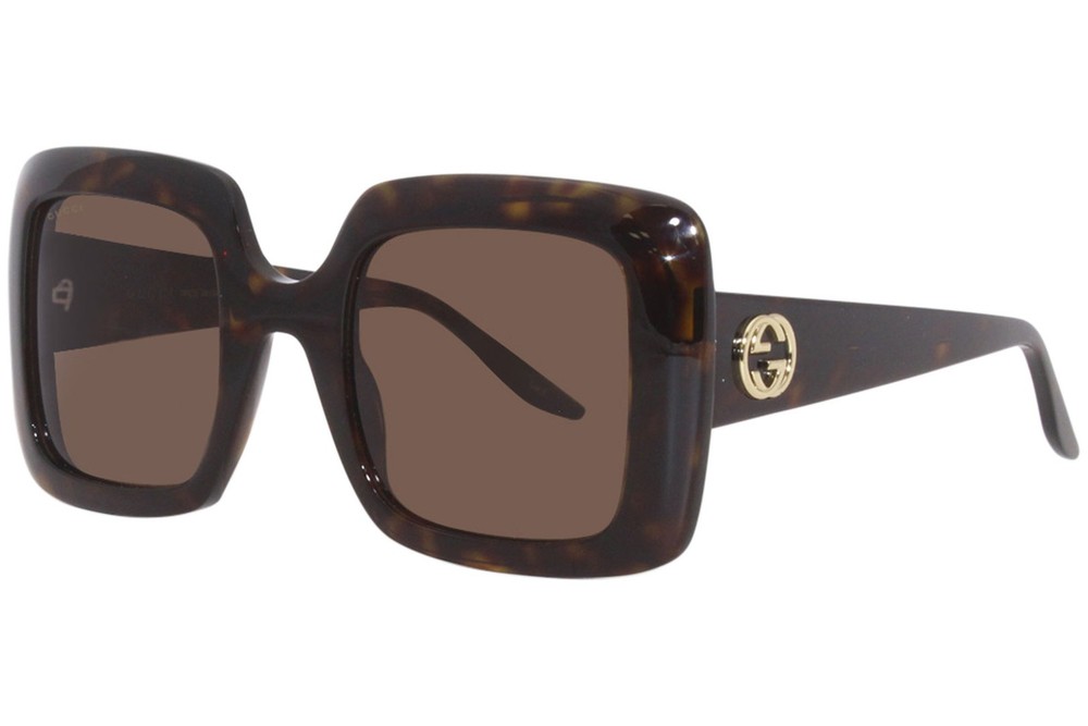 Gucci GG0896S 002 Sunglasses Women's Havana/Brown Lenses Fashion Square 52-mm