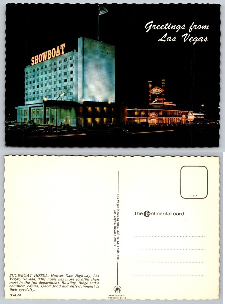 Vintage Showboat Hotel Casino Las Vegas Nevada Postcard Mike Roberts