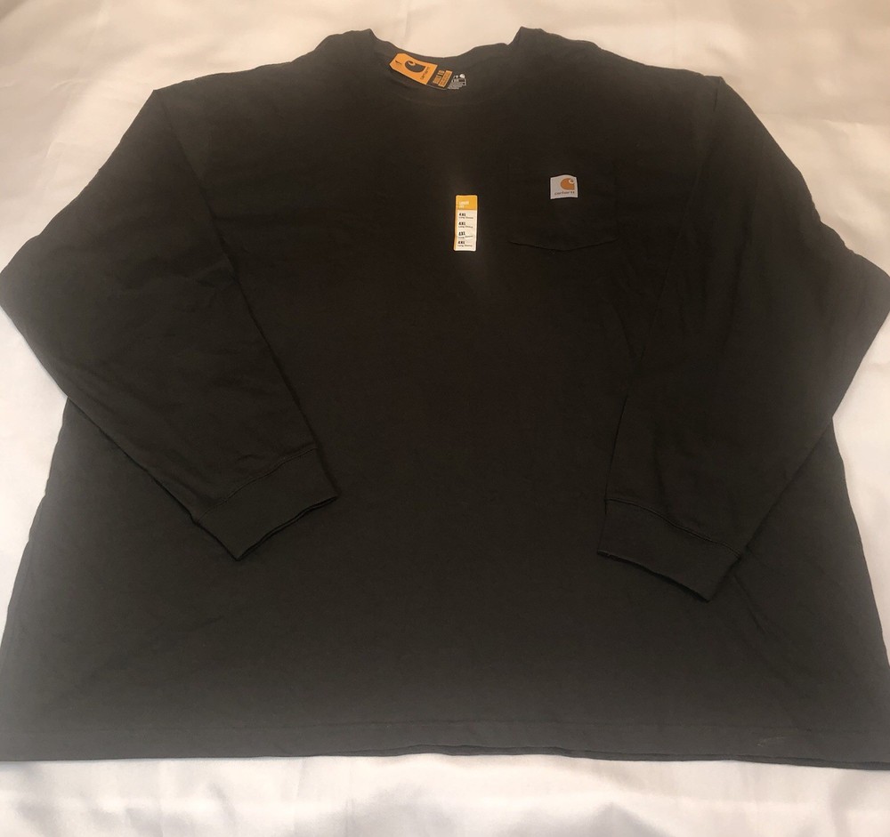 Carhartt T-Shirt Mens Dusty Olive Original Fit Long Sleeve Crew Neck Outdoor 4XL