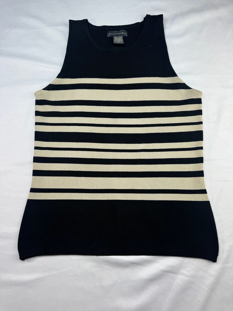 Banana Republic Striped Silk Blend Sleeveless Knit Top Size M
