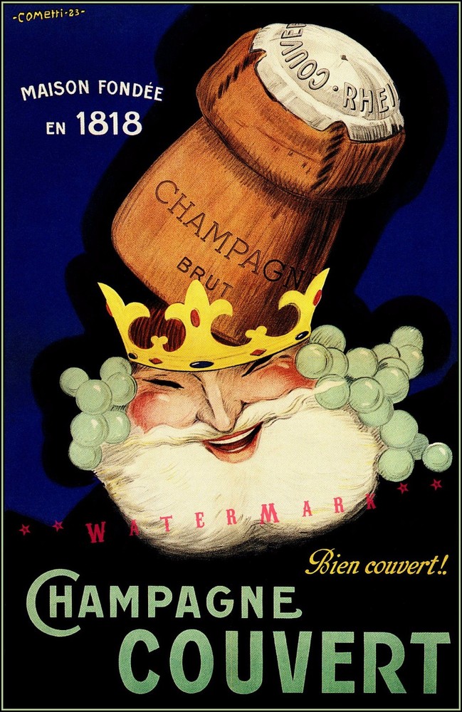 1923 Champagne Couvert Vintage Poster Print Retro Wine Art Wall Decor