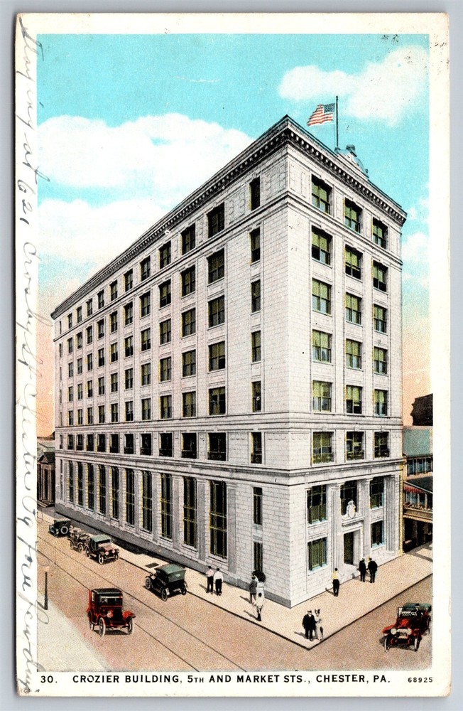 Crozier Building 5th & Market St Chester PA C1920s Postcard AC4