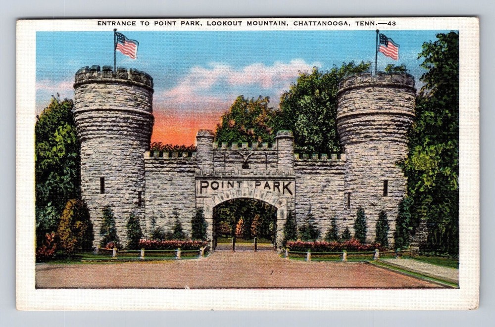 Chattanooga TN-Tennessee, Entrance To Point Park, Antique, Vintage Postcard