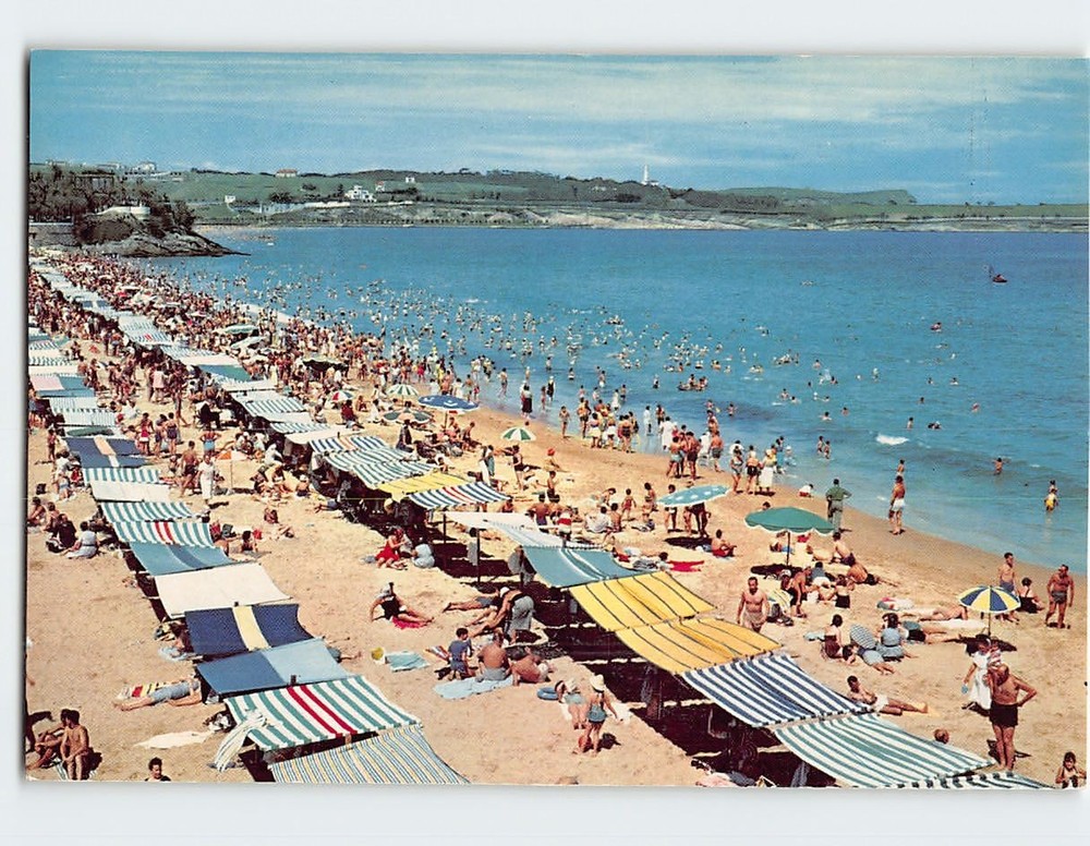 Postcard Beach Scene El Sardinero Santander Spain