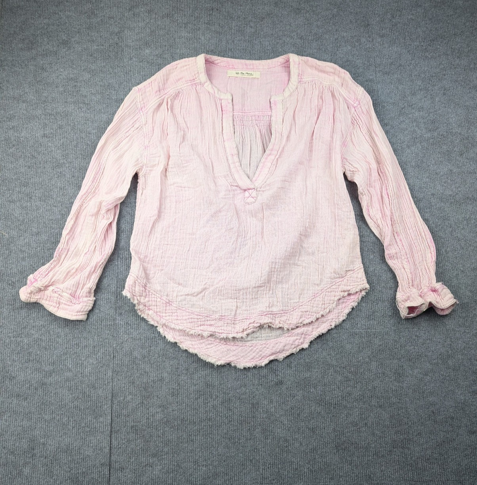 We The Free Shirt Womens Small Gauze Boho Pink Coastal Cowgirl Cottage Lagenlook