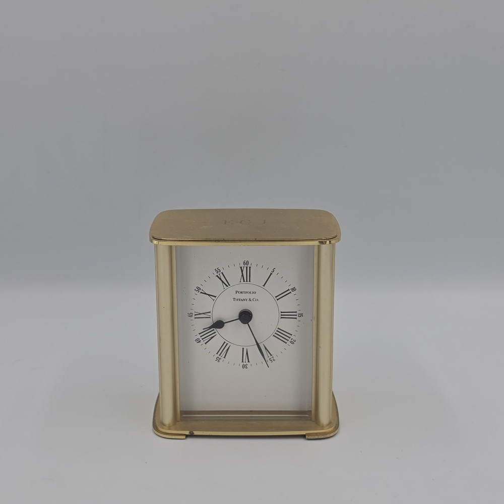 ENGRAVED monogrammed TIFFANY & CO Portfolio Brass Desk Clock