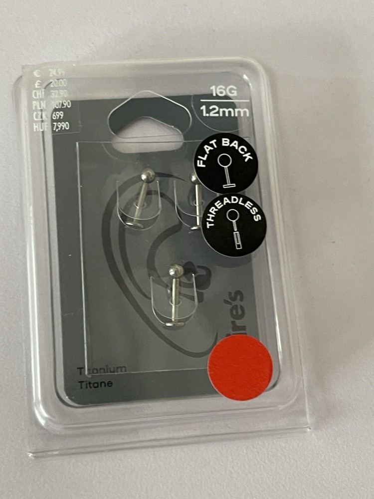 Claires 16g 1.2mm Flat Back Threadless Earrings RRP £20 Summer