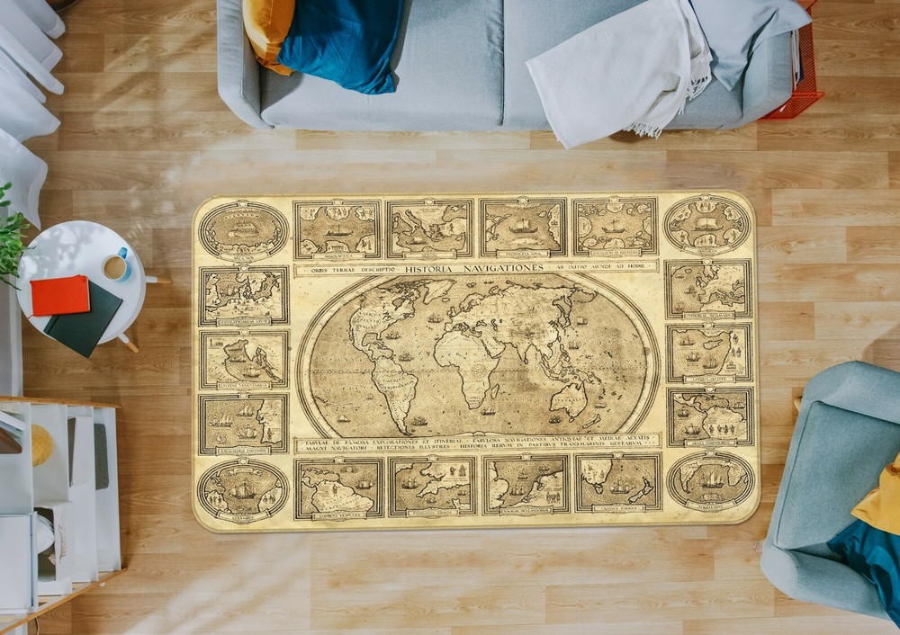 3D World Map Non-Slip Rug Elegant Bedroom Carpet 727NAO Photo Mat