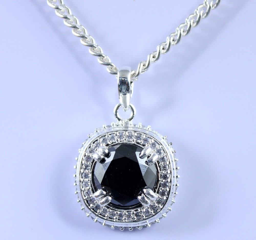 8.95 Ct Certified Round Black Diamond Solitaire Pendant Good Luck Gift