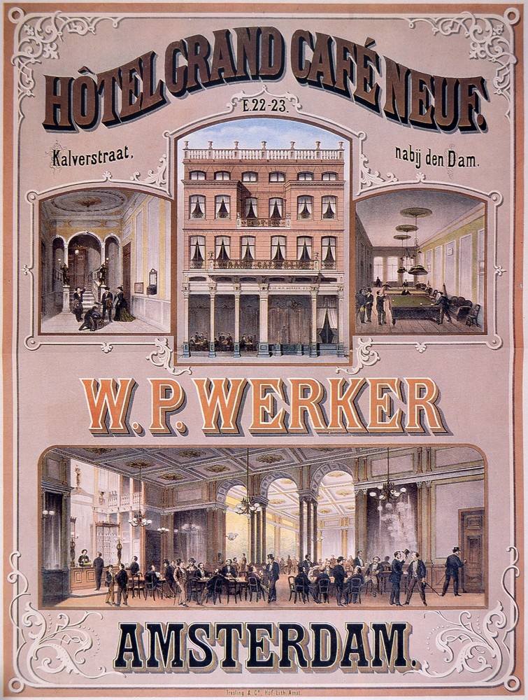 Hotel Grand Cafe Amsterdam Decorative Poster. Home Graphic Art Design 3989