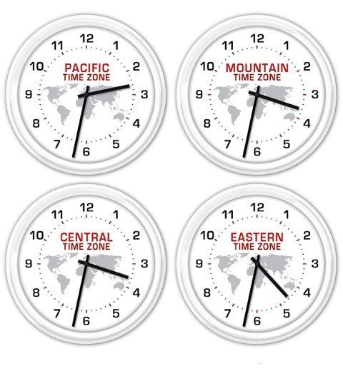 4 pk - Time Zones SILENT Wall Clock - World Globe Office Business Home Central