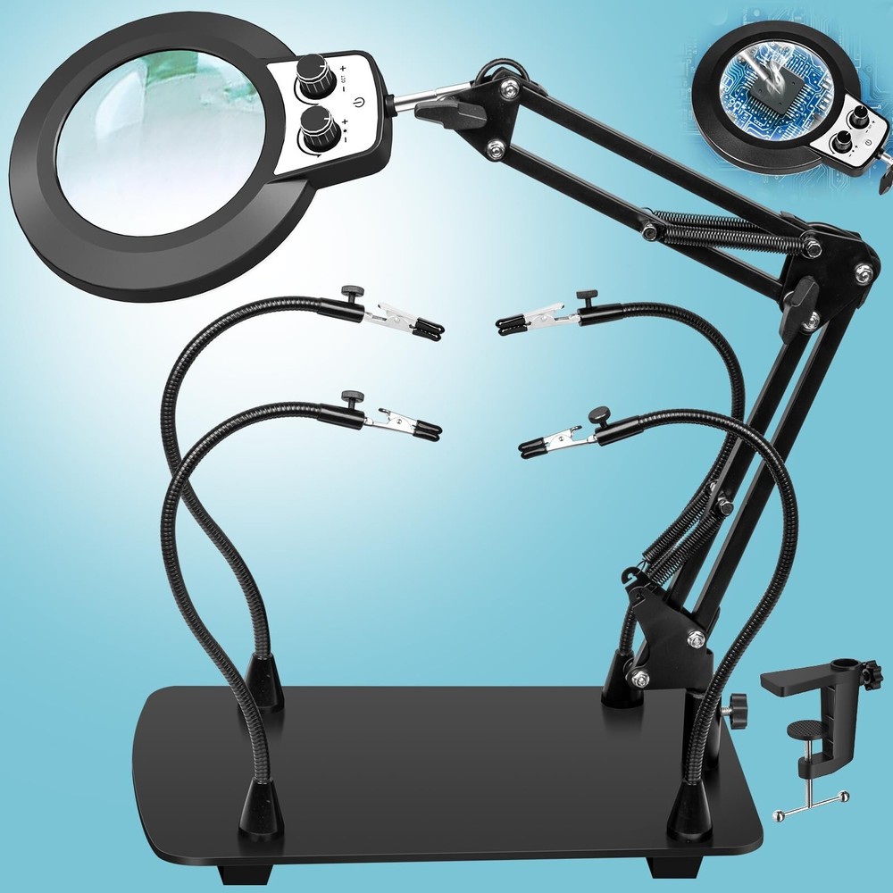 10X Soldering Magnifying Glass with Light, Any Color Modes Stepless Dimming M...