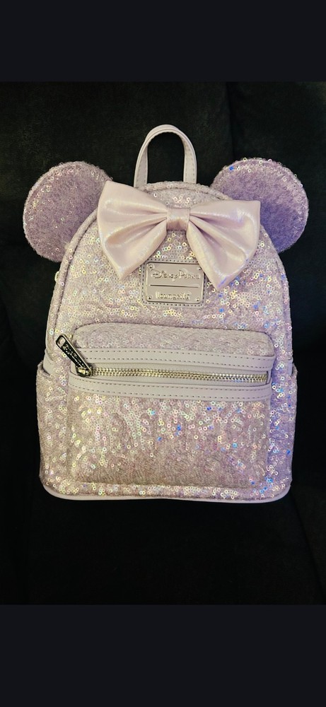 Disney Parks Loungefly Minnie Mouse Opalescent Purple Sequin Mini Backpack