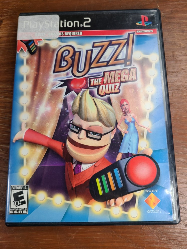 BUZZ The Mega Quiz (PS2 PlayStation 2, 2007) Complete w/ Manual CIB Black Label