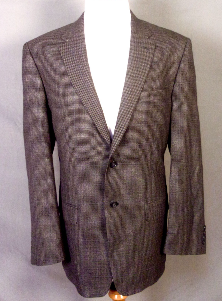 EUC Jos. A. Bank Traveler's Collection Houndstooth Wool Blazer Tailored Fit 44 L